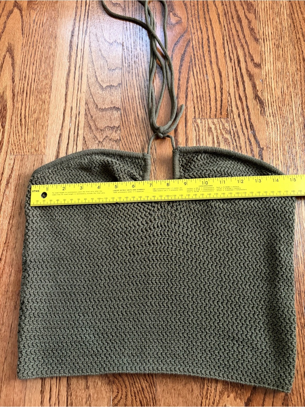 Reformation Suzanne Halter Sweater Tank Olive Oil Green Open Knit Keyhole Top L - Picture 10 of 10